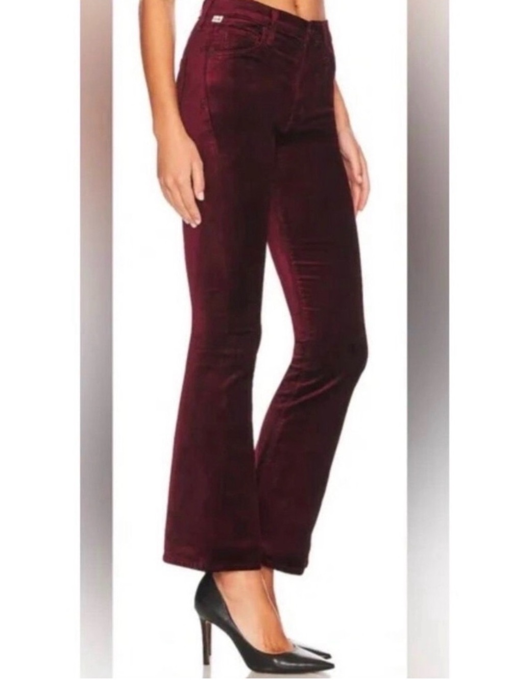 Citizens of Humanity Jolene Velour/Velvet Flare Jeans in Burgundy/Deep Red (d1)